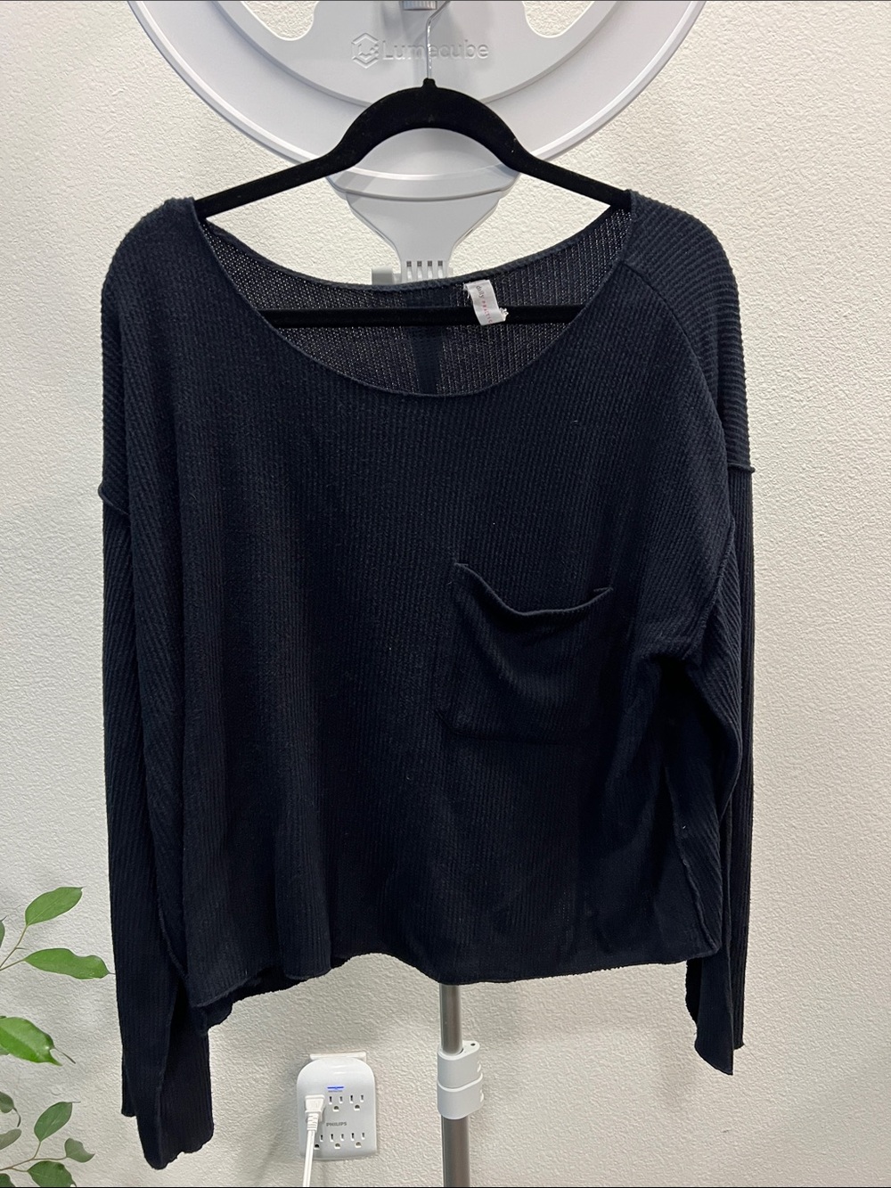 Anthropologie Daily practice Black Women's Long-Sleeve waffle tee XL
